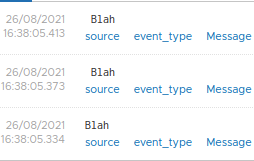 And the Blah Blah Blah text as it appears in Log Insight.